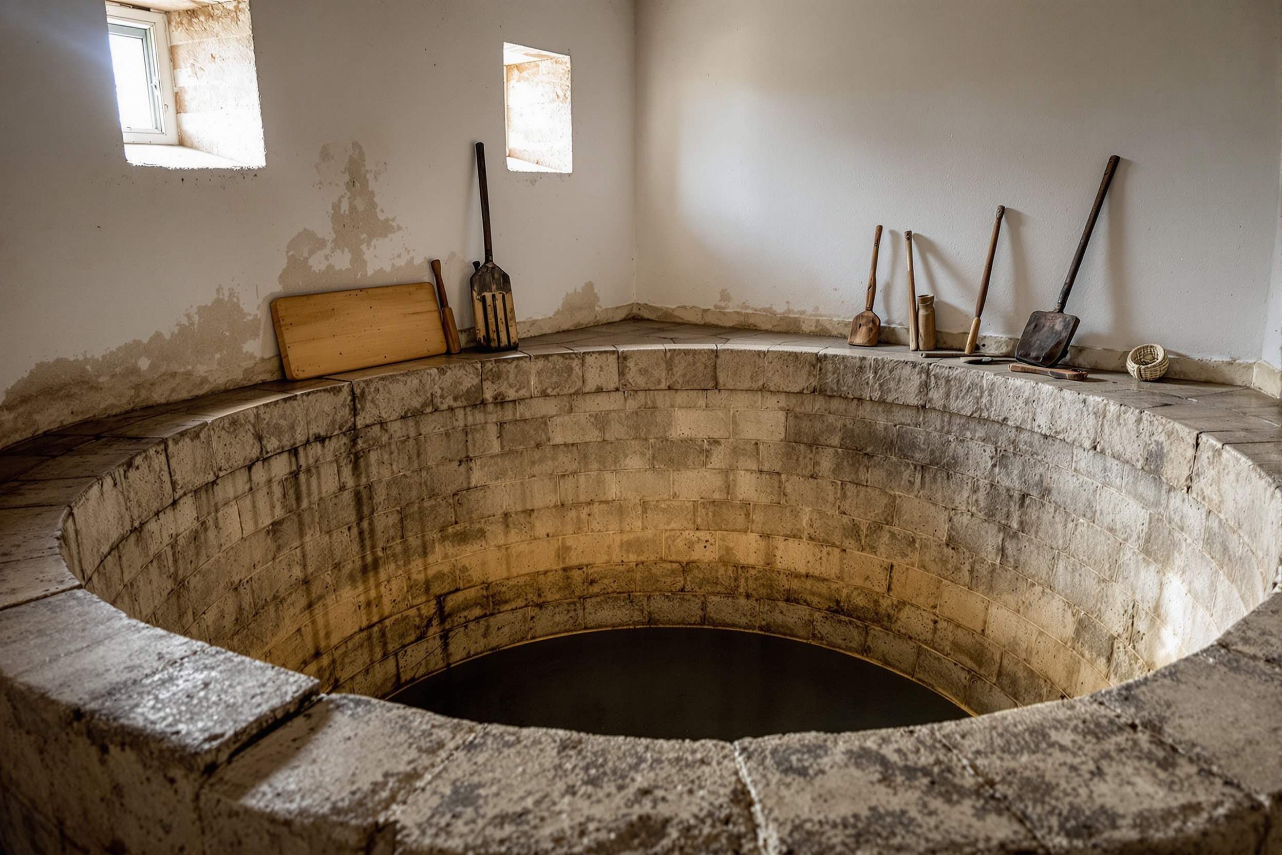 Shallow granite lagar treading tank in a Douro winery